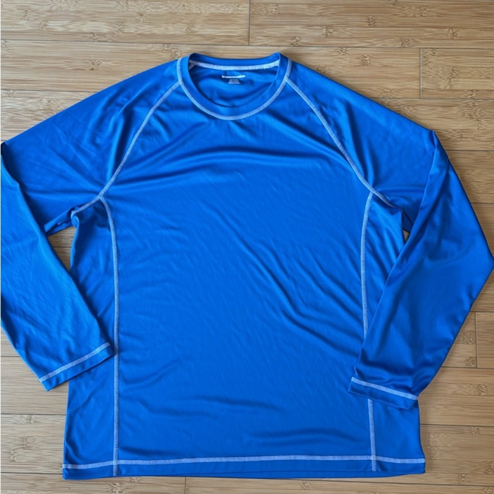 Amazon Essentials Blue Rash Guard Swim Shirt Men's Long-Sleeve Quick-Dry UPF 50